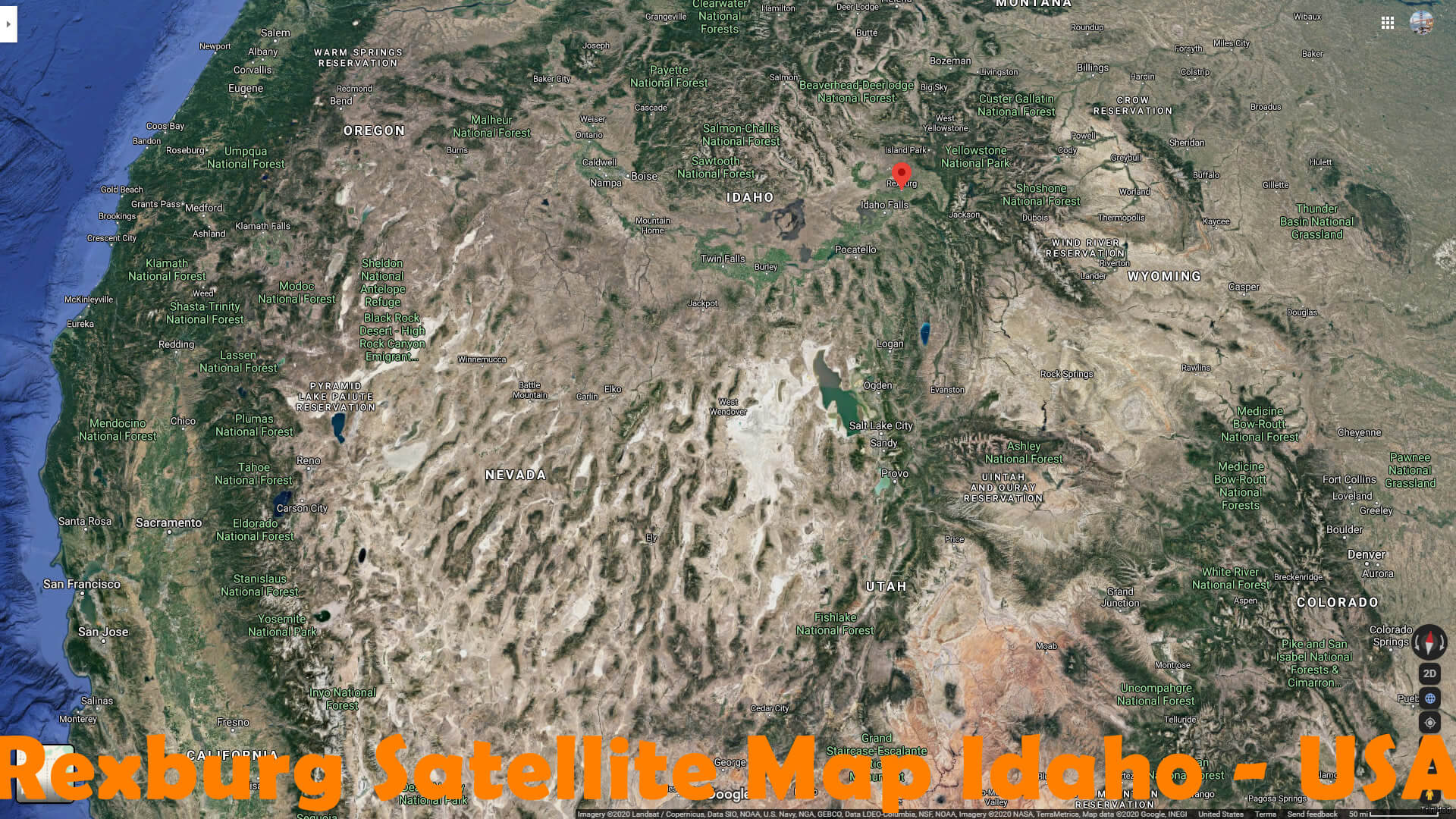 Rexburg Satellite Carte Idaho   EUA